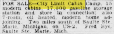 City Limits Cabins - Feb 1945 Ad